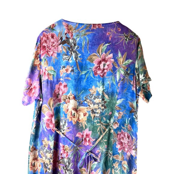 VTG 90's Cottage Core, Boho Coastal Grandma Floral Maxi Dress, Women's L - Picture 5 of 12